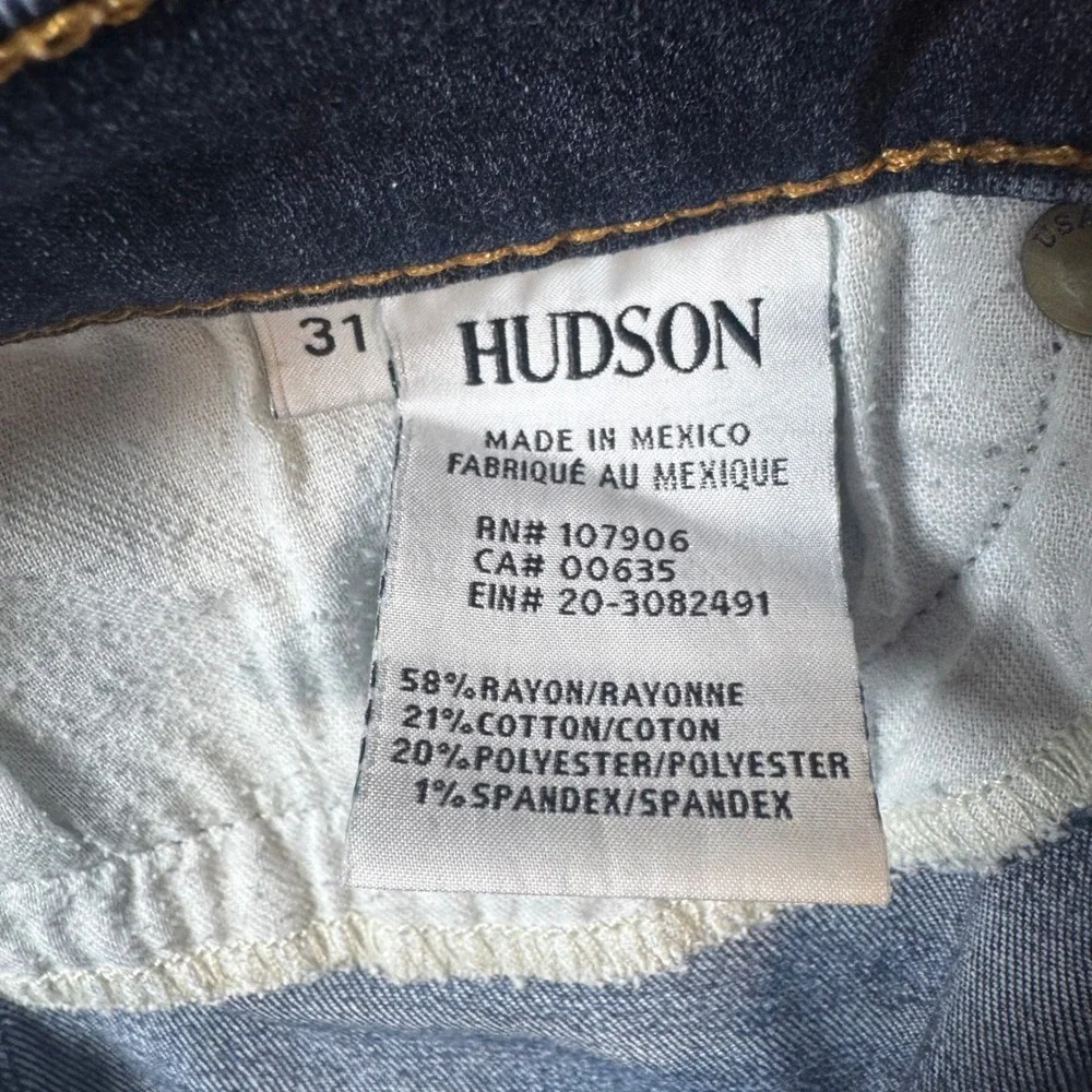 Hudson Womens Skinny Jeans Dark Wash Stretch Denim Blue Size 31 Indigo Whiskered